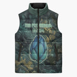 Nefertem Sleeveless Puffer Jacket Primordial Bloom Lotus Mystical Lion Cosmic Egyptian
