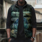Nefertem Sleeveless Puffer Jacket Primordial Bloom Lotus Mystical Lion Cosmic Egyptian