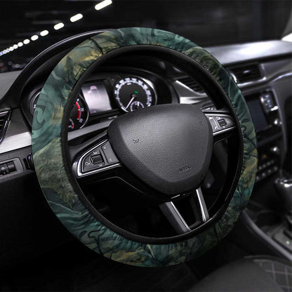 Nefertem Steering Wheel Cover Primordial Bloom Lotus Mystical Lion Cosmic Egyptian