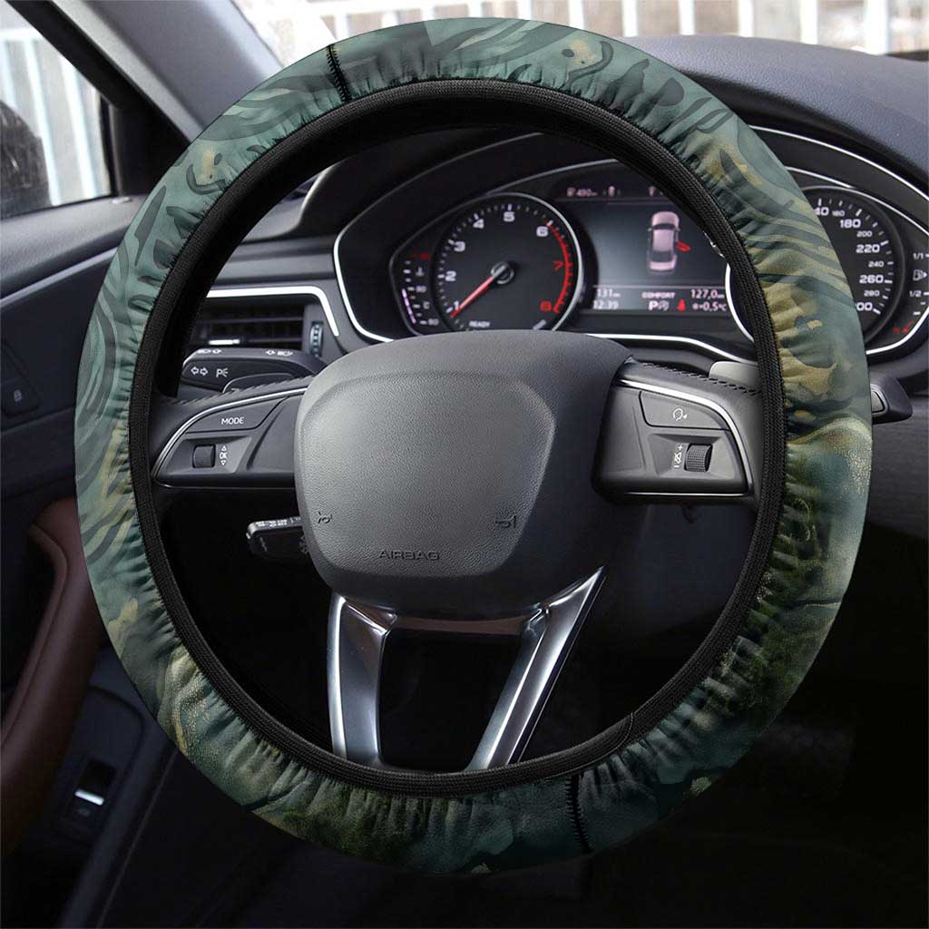 Nefertem Steering Wheel Cover Primordial Bloom Lotus Mystical Lion Cosmic Egyptian