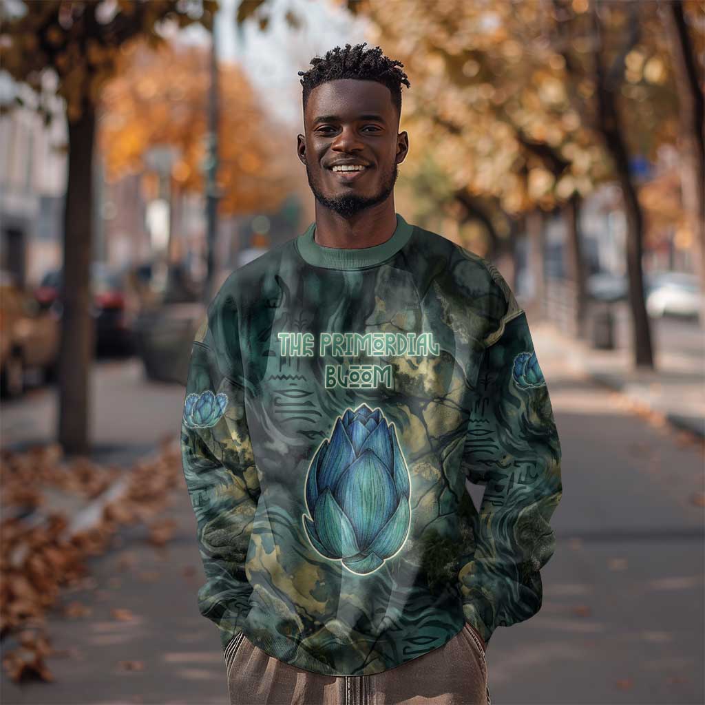 Nefertem Sweatshirt Primordial Bloom Lotus Mystical Lion Cosmic Egyptian