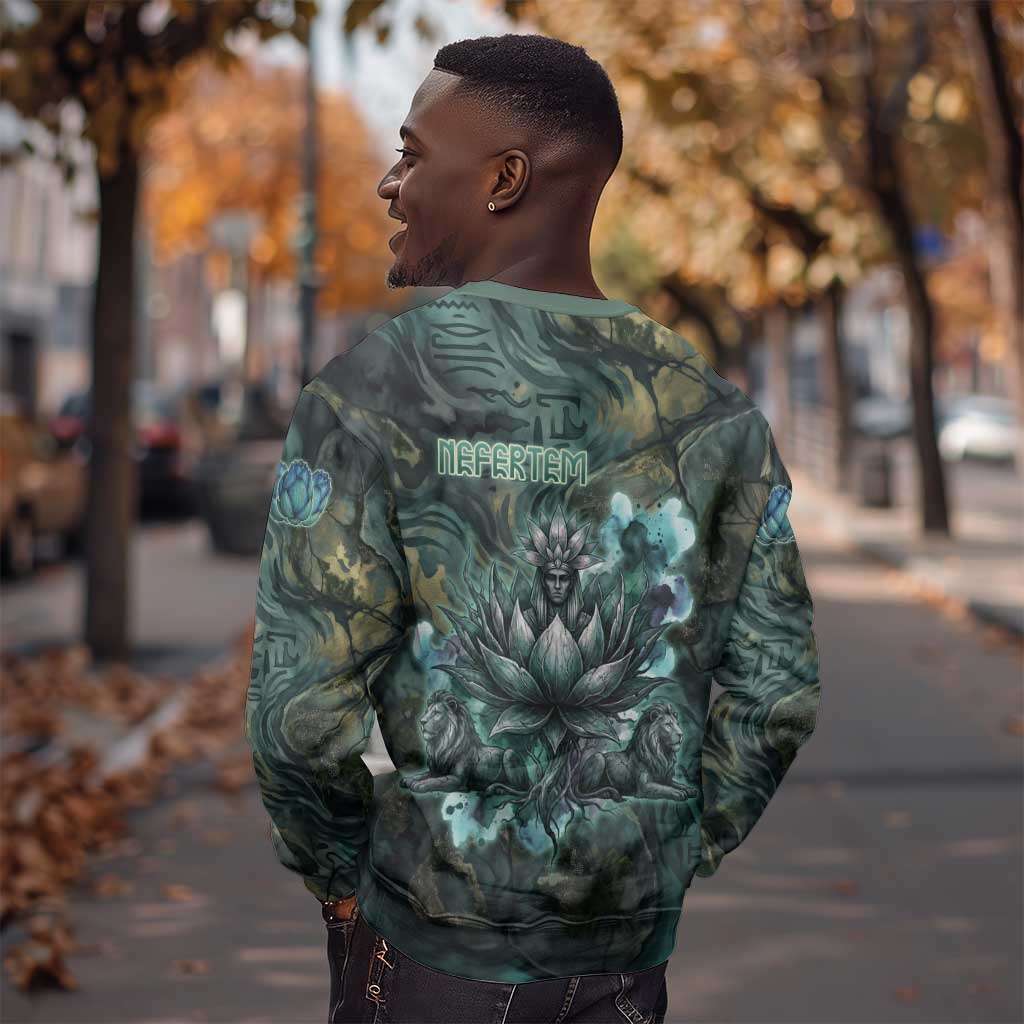 Nefertem Sweatshirt Primordial Bloom Lotus Mystical Lion Cosmic Egyptian