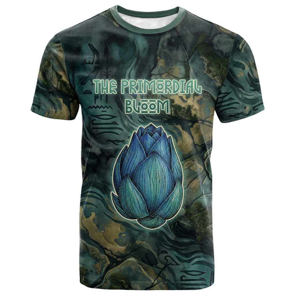 Nefertem T shirt Primordial Bloom Lotus Mystical Lion Cosmic Egyptian