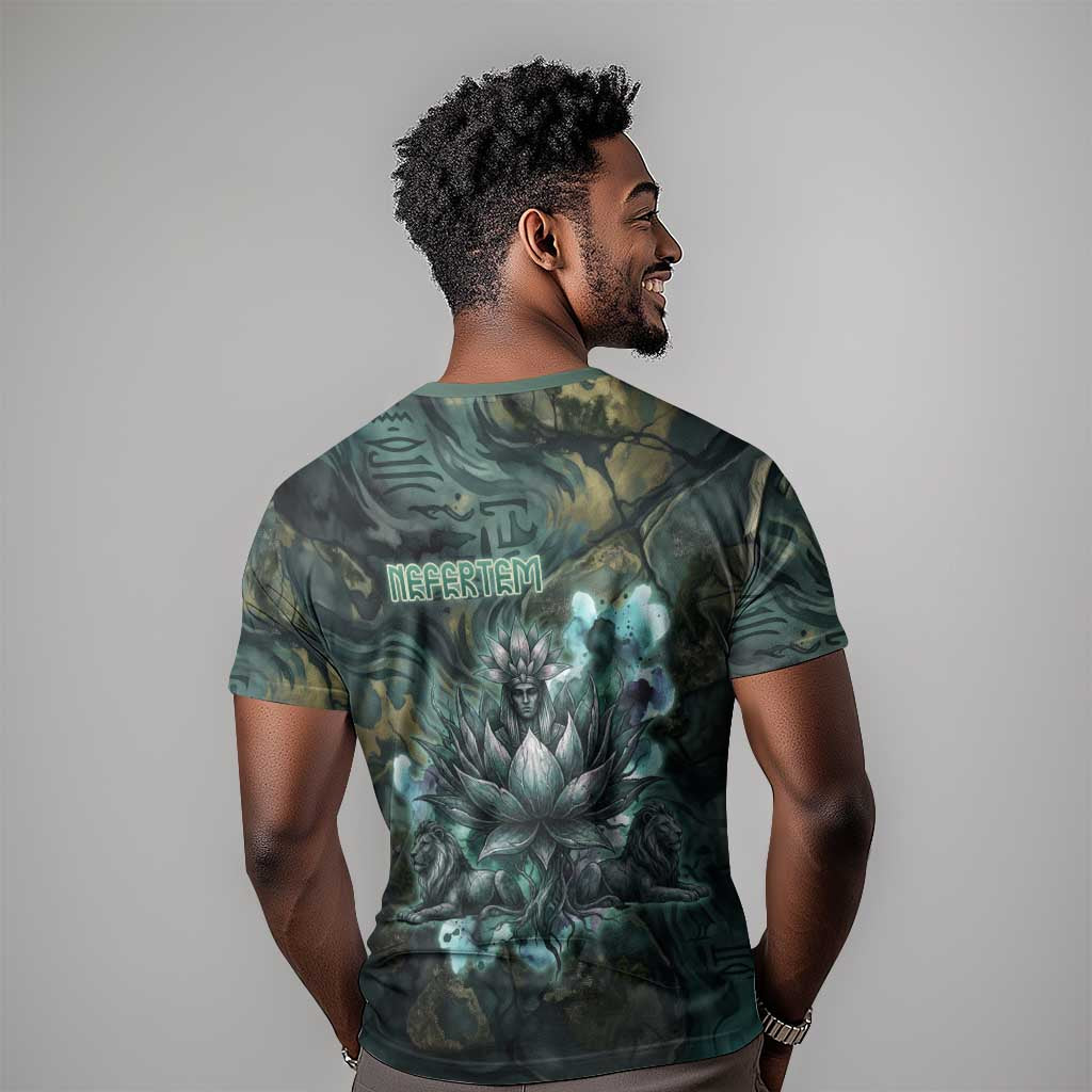 Nefertem T shirt Primordial Bloom Lotus Mystical Lion Cosmic Egyptian
