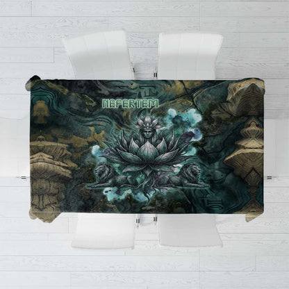 Nefertem Tablecloth Primordial Bloom Lotus Mystical Lion Cosmic Egyptian