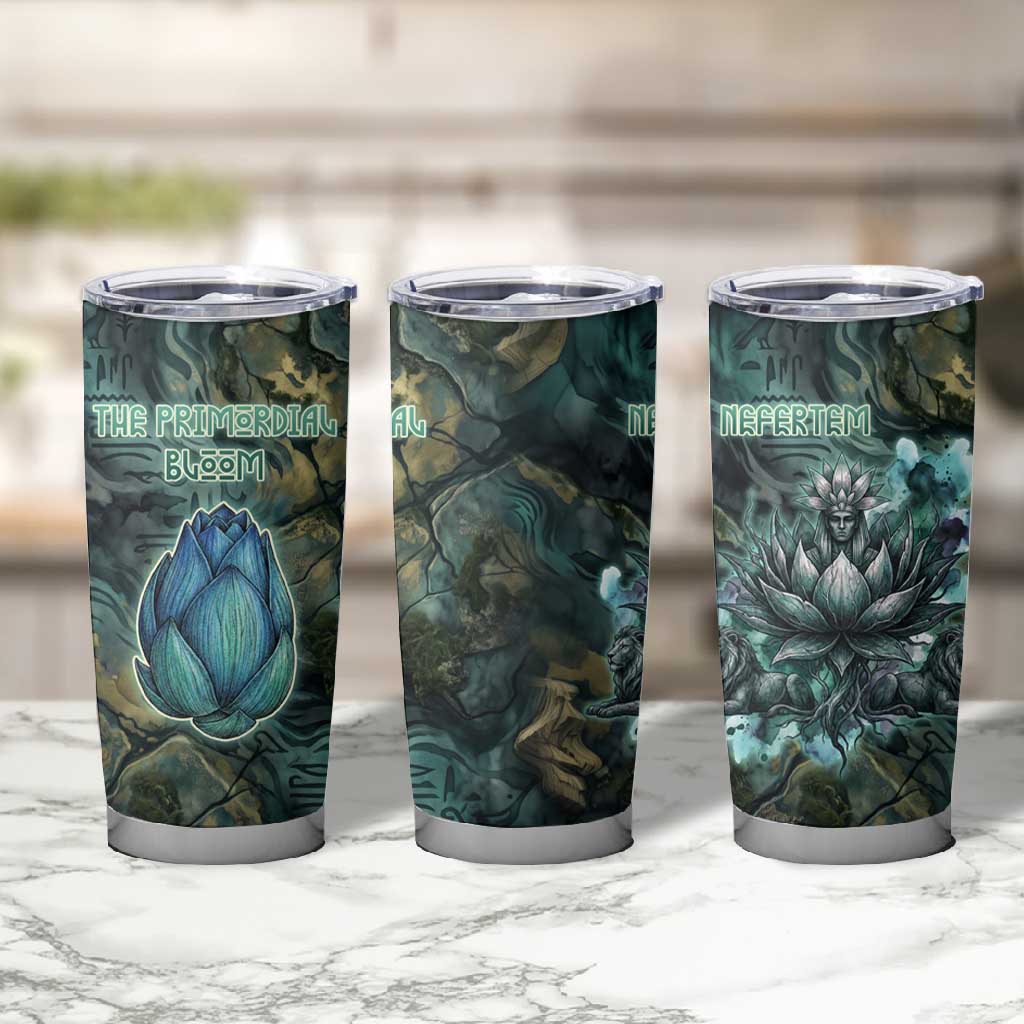 Nefertem Tumbler Cup Primordial Bloom Lotus Mystical Lion Cosmic Egyptian
