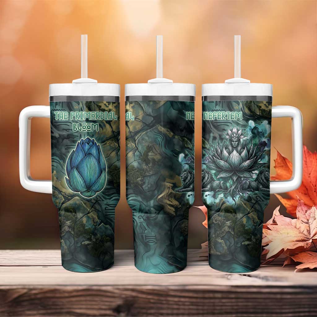 Nefertem Tumbler With Handle Primordial Bloom Lotus Mystical Lion Cosmic Egyptian