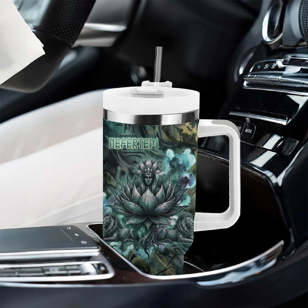Nefertem Tumbler With Handle Primordial Bloom Lotus Mystical Lion Cosmic Egyptian