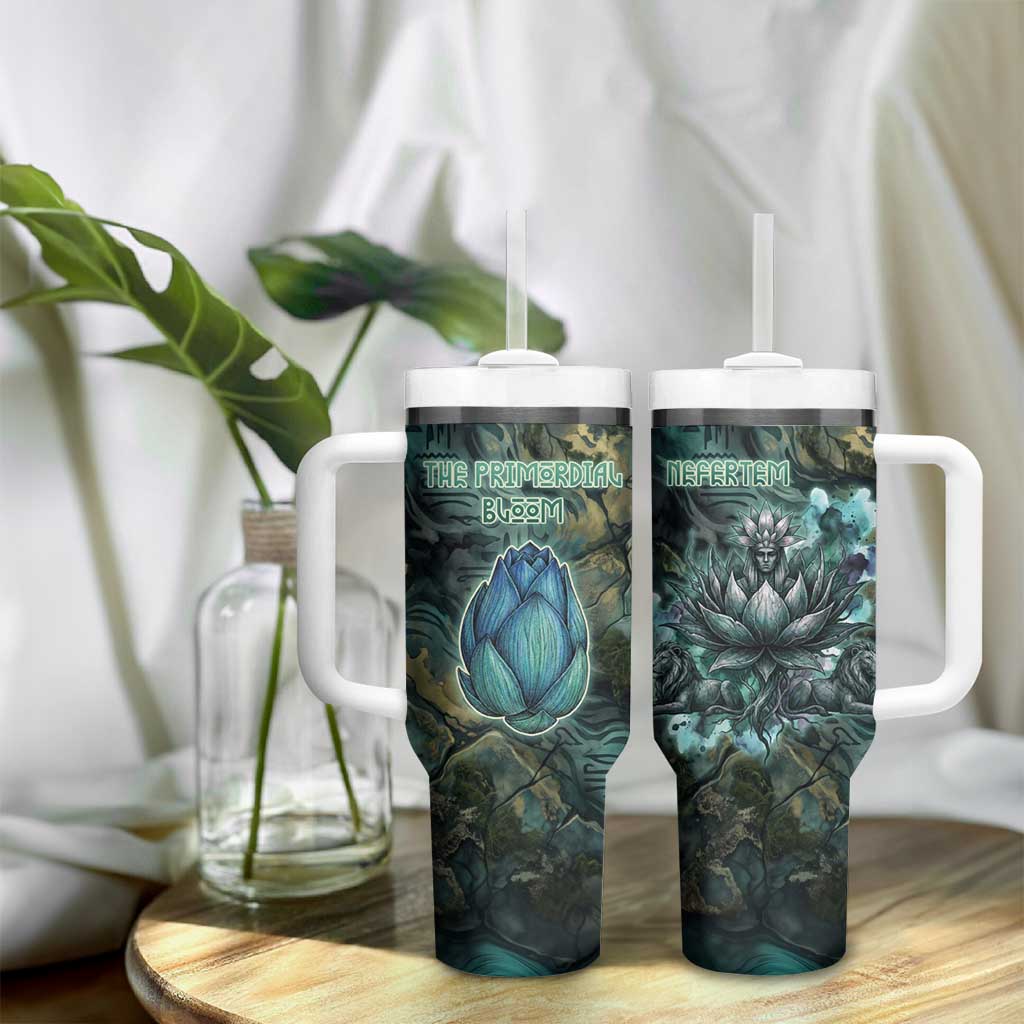 Nefertem Tumbler With Handle Primordial Bloom Lotus Mystical Lion Cosmic Egyptian
