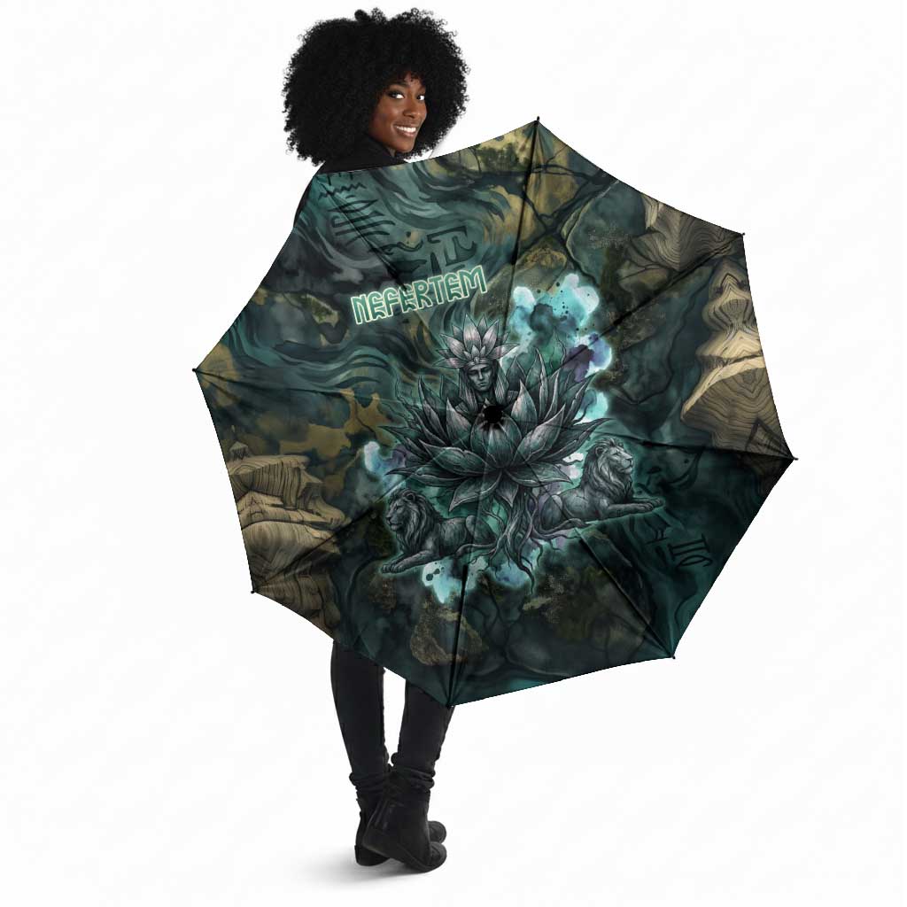 Nefertem Umbrella Primordial Bloom Lotus Mystical Lion Cosmic Egyptian