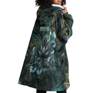 Nefertem Wearable Blanket Hoodie Primordial Bloom Lotus Mystical Lion Cosmic Egyptian