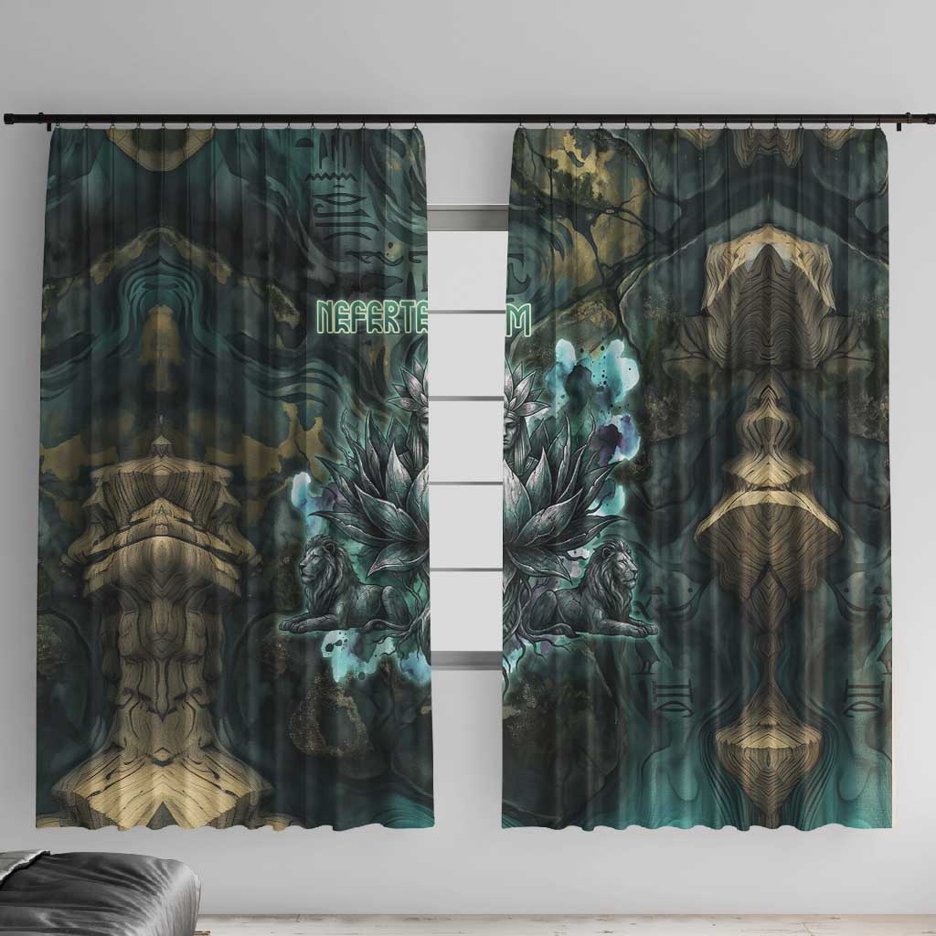 Nefertem Window Curtain Primordial Bloom Lotus Mystical Lion Cosmic Egyptian