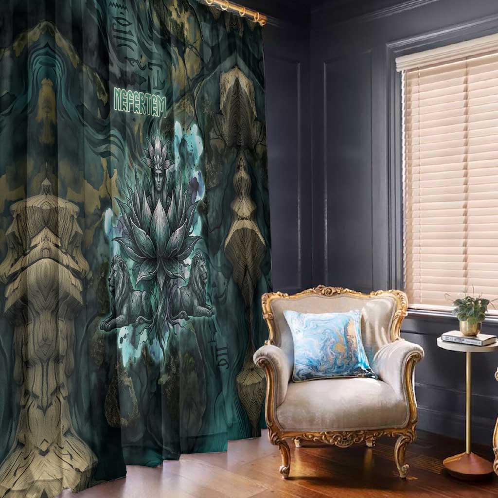 Nefertem Window Curtain Primordial Bloom Lotus Mystical Lion Cosmic Egyptian