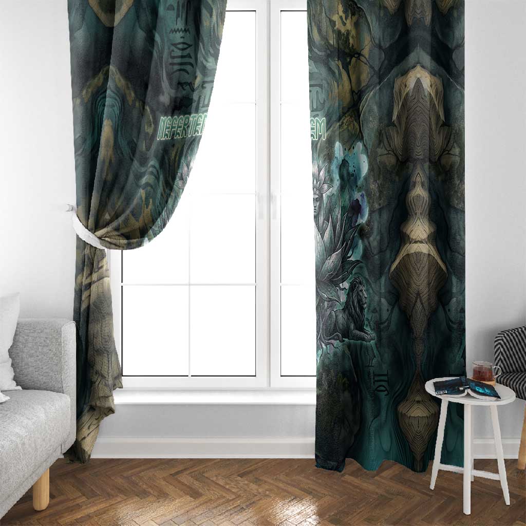 Nefertem Window Curtain Primordial Bloom Lotus Mystical Lion Cosmic Egyptian
