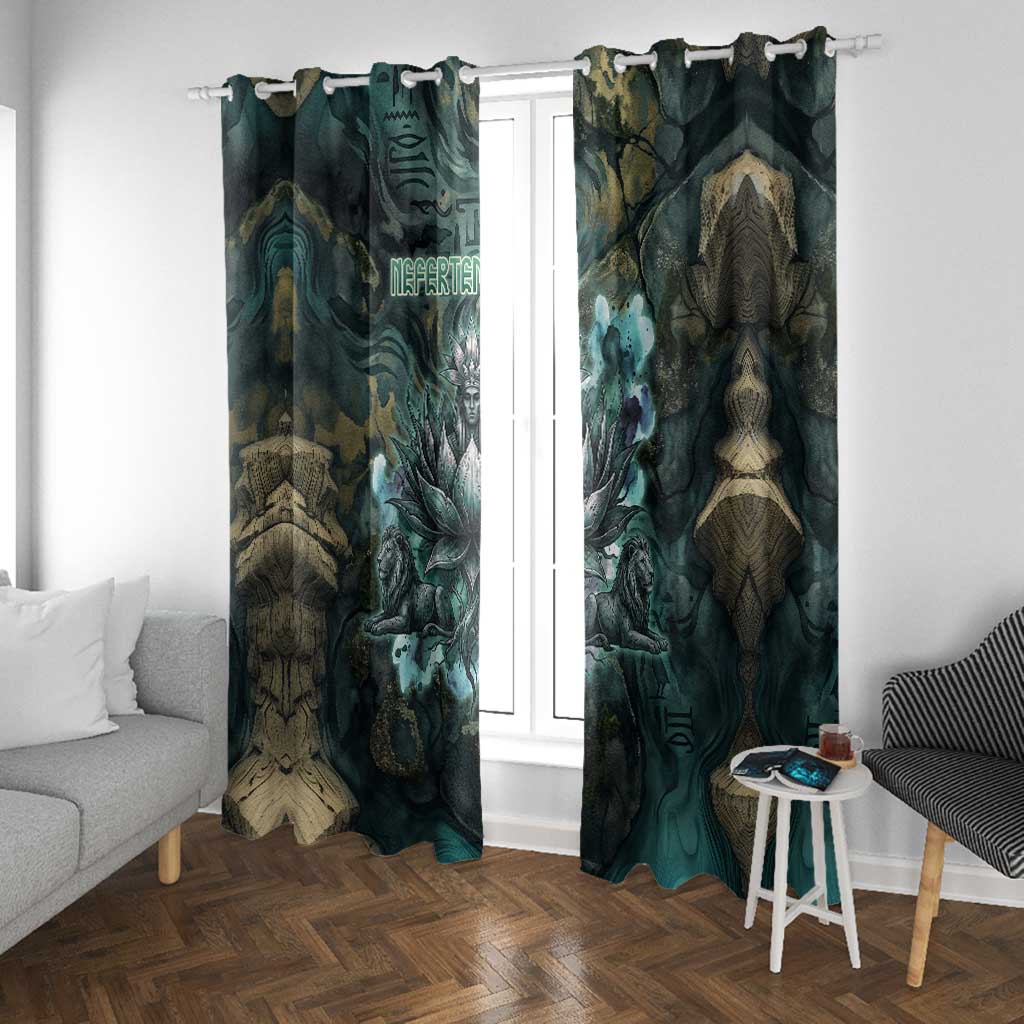 Nefertem Window Curtain Primordial Bloom Lotus Mystical Lion Cosmic Egyptian