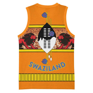 Swaziland Eswatini Basketball Jersey Lion Shield and Leopard Print Tribal Design TS04