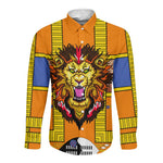 Swaziland Eswatini Long Sleeve Button Shirt Lion Shield and Leopard Print Tribal Design