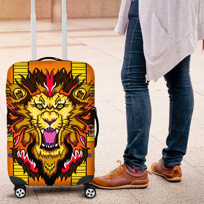 Swaziland Eswatini Luggage Cover Lion Shield and Leopard Print Tribal Design