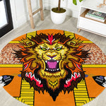 Swaziland Eswatini Round Carpet Lion Shield and Leopard Print Tribal Design