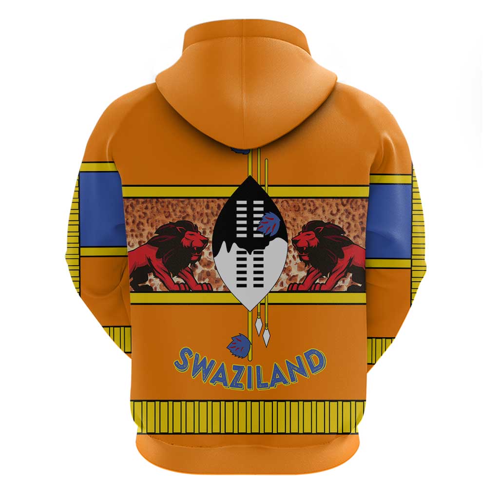 Swaziland Eswatini Zip Hoodie Lion Shield and Leopard Print Tribal Design