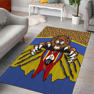 Swaziland Eswatini Area Rug Coat of Arms Lion Elephant Shield Leopard Print Design