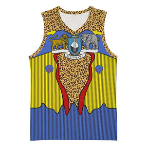 Swaziland Eswatini Basketball Jersey Coat of Arms Lion Elephant Shield Leopard Print Design TS04