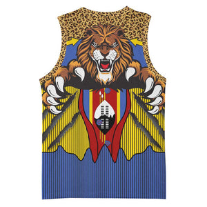 Swaziland Eswatini Basketball Jersey Coat of Arms Lion Elephant Shield Leopard Print Design TS04