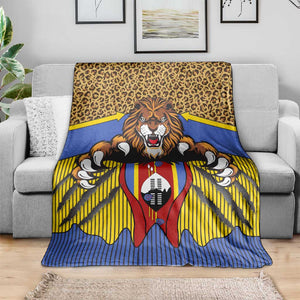 Swaziland Eswatini Blanket Coat of Arms Lion Elephant Shield Leopard Print Design