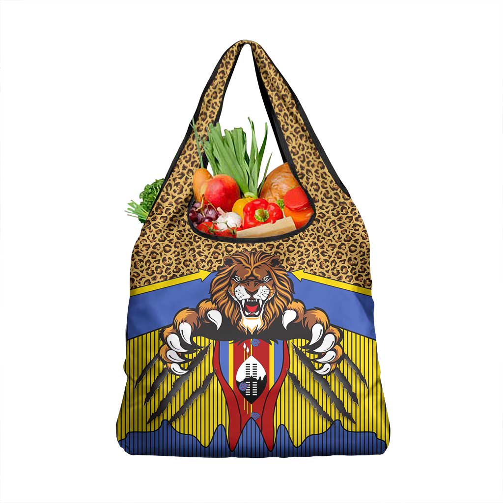 Swaziland Eswatini Grocery Bag Coat of Arms Lion Elephant Shield Leopard Print Design