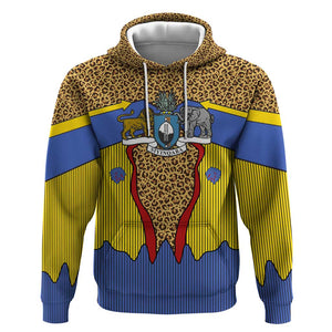Swaziland Eswatini Hoodie Coat of Arms Lion Elephant Shield Leopard Print Design