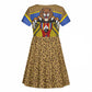 Swaziland Eswatini Kid Short Sleeve Dress Coat of Arms Lion Elephant Shield Leopard Print Design