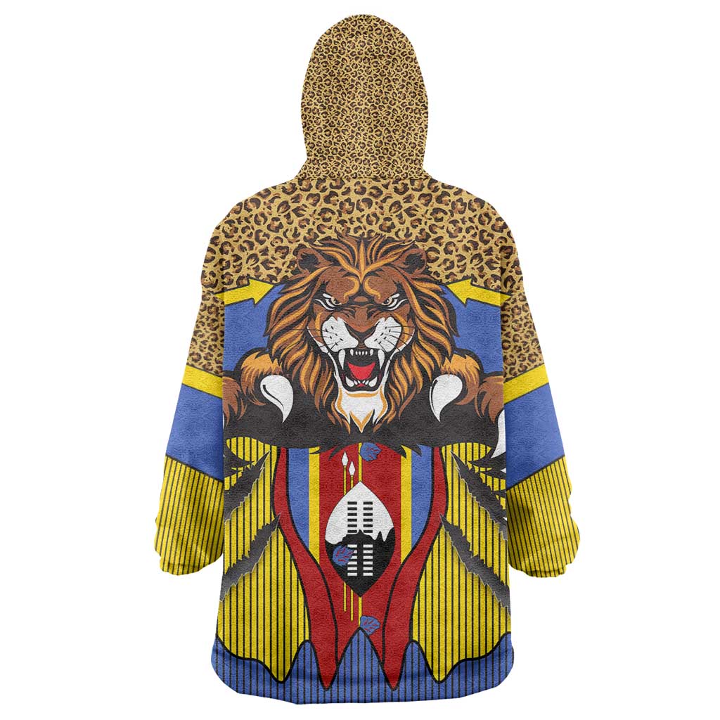 Swaziland Eswatini Kid Wearable Blanket Hoodie Coat of Arms Lion Elephant Shield Leopard Print Design