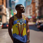 Swaziland Eswatini Men Tank Top Coat of Arms Lion Elephant Shield Leopard Print Design
