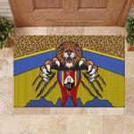 Swaziland Eswatini Rubber Doormat Coat of Arms Lion Elephant Shield Leopard Print Design