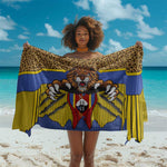 Swaziland Eswatini Sarong Coat of Arms Lion Elephant Shield Leopard Print Design