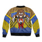 Swaziland Eswatini Sleeve Zip Bomber Jacket Coat of Arms Lion Elephant Shield Leopard Print Design