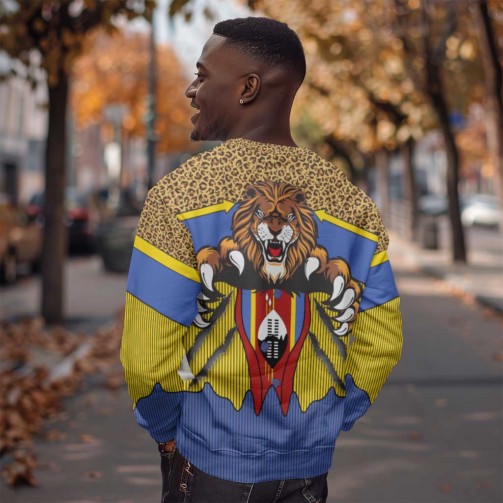 Swaziland Eswatini Sweatshirt Coat of Arms Lion Elephant Shield Leopard Print Design