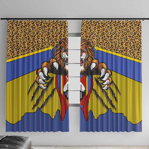 Swaziland Eswatini Window Curtain Coat of Arms Lion Elephant Shield Leopard Print Design