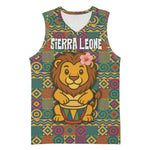 Sierra Leone Basketball Jersey - Cute Lion Playing Djembe Drum and Tribal Pattern Design TS04