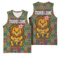 Sierra Leone Basketball Jersey - Cute Lion Playing Djembe Drum and Tribal Pattern Design TS04
