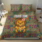 Sierra Leone Bedding Set - Cute Lion Playing Djembe Drum and Tribal Pattern Design