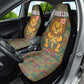 Sierra Leone Car Seat Cover - Cute Lion Playing Djembe Drum and Tribal Pattern Design