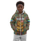 Sierra Leone Kid Hoodie - Cute Lion Playing Djembe Drum and Tribal Pattern Design