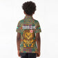 Sierra Leone Kid Polo Shirt - Cute Lion Playing Djembe Drum and Tribal Pattern Design