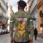 Sierra Leone Long Sleeve Button Shirt - Cute Lion Playing Djembe Drum and Tribal Pattern Design