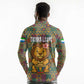 Sierra Leone Long Sleeve Polo Shirt - Cute Lion Playing Djembe Drum and Tribal Pattern Design