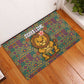 Sierra Leone Rubber Doormat - Cute Lion Playing Djembe Drum and Tribal Pattern Design