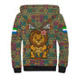 Sierra Leone Sherpa Hoodie - Cute Lion Playing Djembe Drum and Tribal Pattern Design