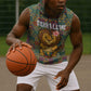 Sierra Leone Sleeveless Hoodie - Cute Lion Playing Djembe Drum and Tribal Pattern Design - African Pride