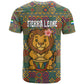 Sierra Leone T shirt - Cute Lion Playing Djembe Drum and Tribal Pattern Design